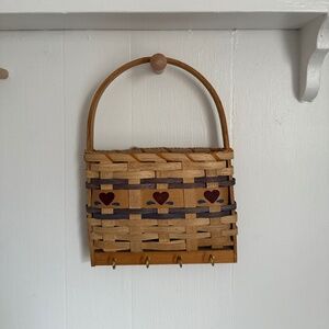Cottage-core double-sided hanging basket with hooks